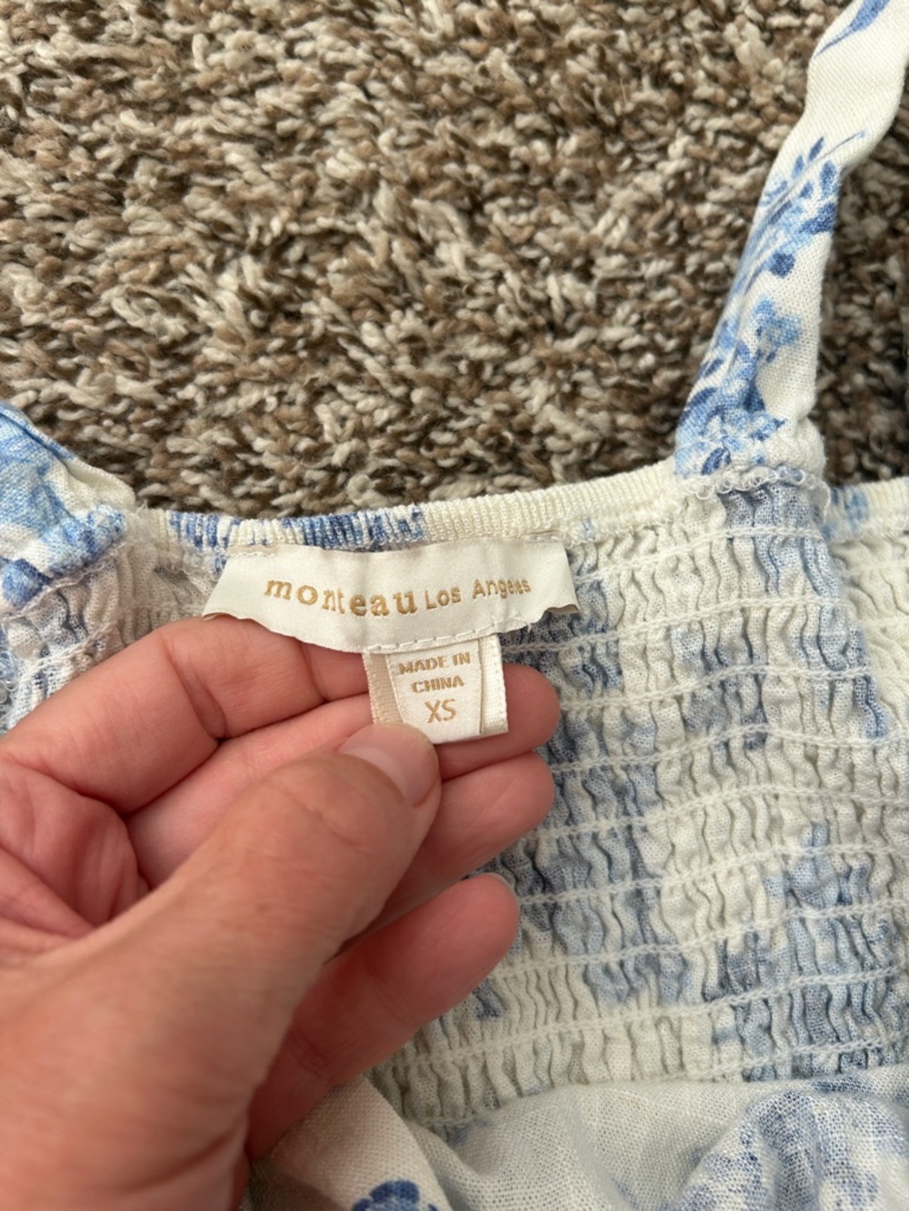 Floral Blue & White Mini Sundress - Picture 2 of 10